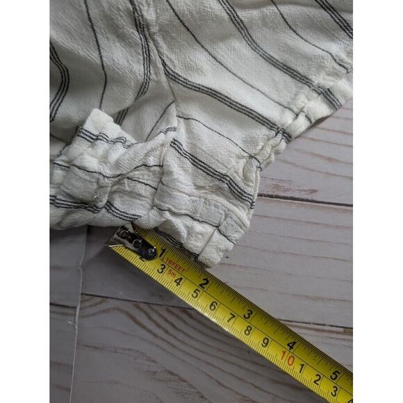 American Eagle Size‎ Large Black White Stripe Paperbag Drawstring Flowy Shorts - Picture 4 of 7
